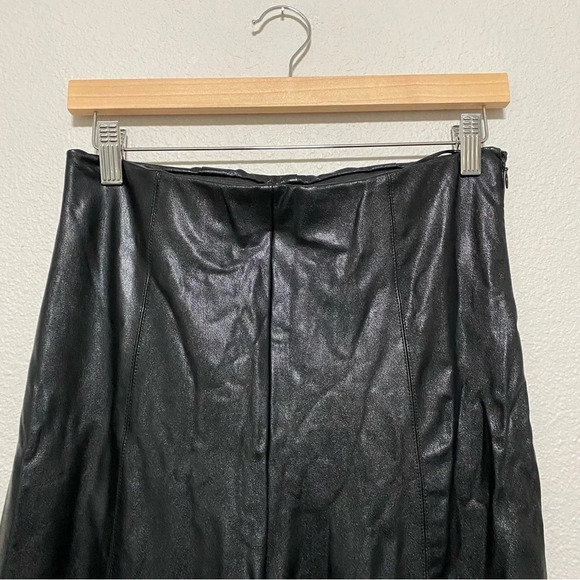 Amanda Uprichard Black Faux Leather Split Hem Pants - Picture 4 of 13